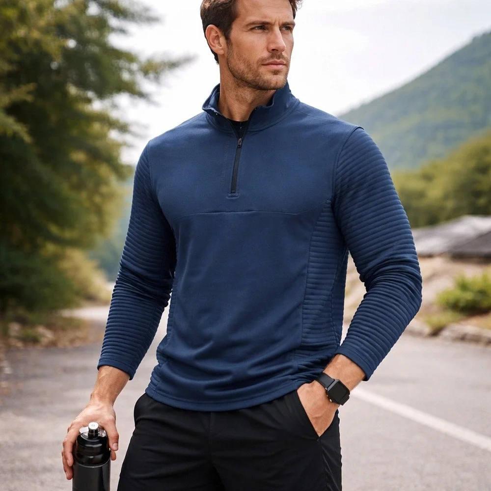 Under Armour Golf 1/4 Zip Pullover Blue Textured Athletic‎ Men's Small Loose Fit